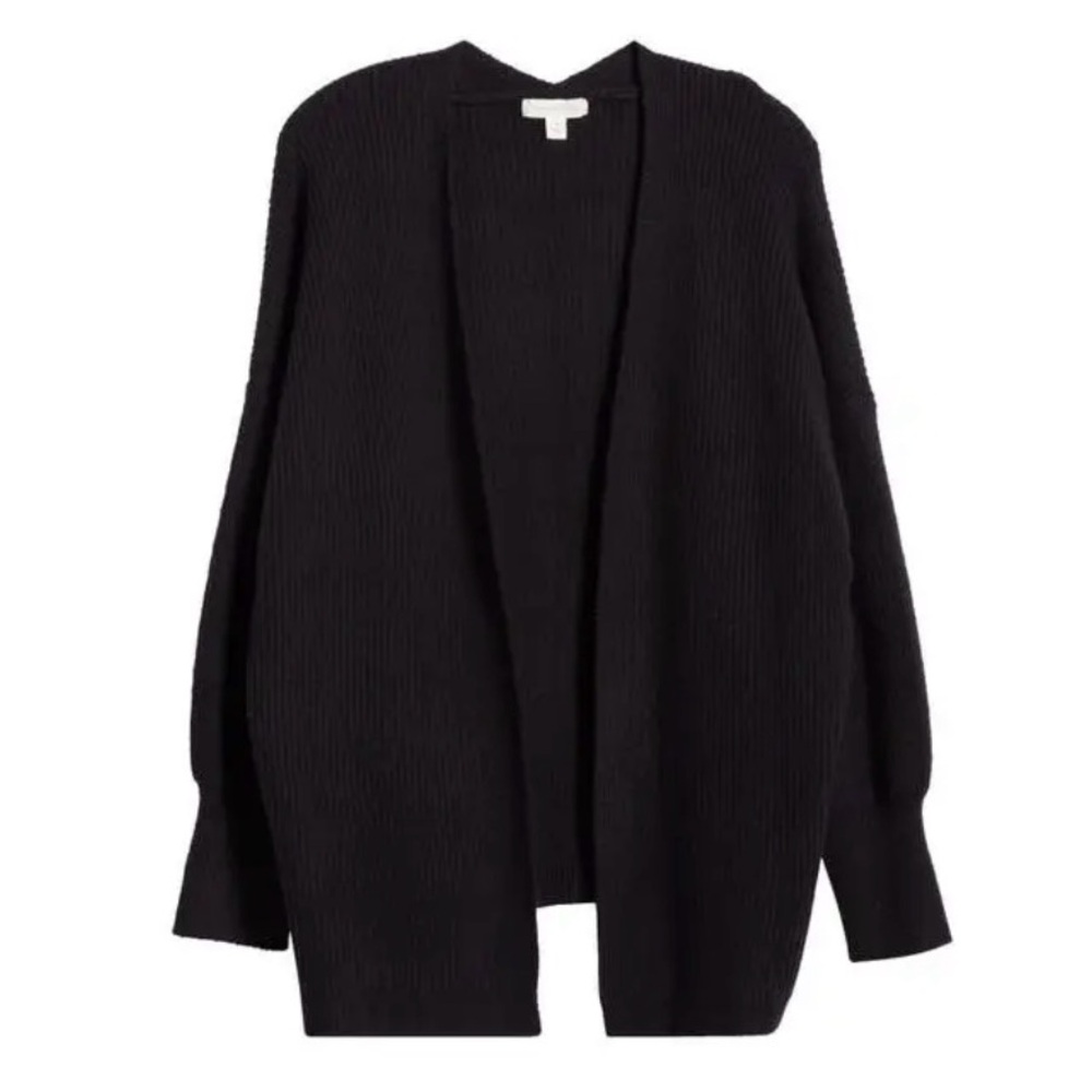 Treasure & Bond Ribbed Open Front Black Cardigan NWOT